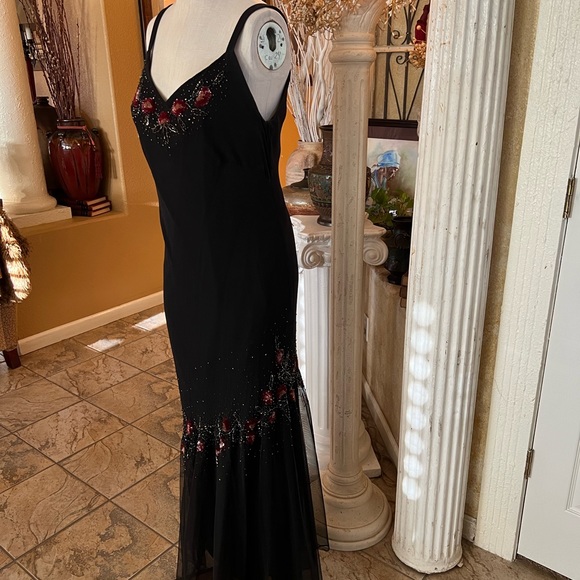 XSCAPE Sequence  and Beaded Floral (2) piece Set Silk Sheer Dress/Jacket - Picture 10 of 12